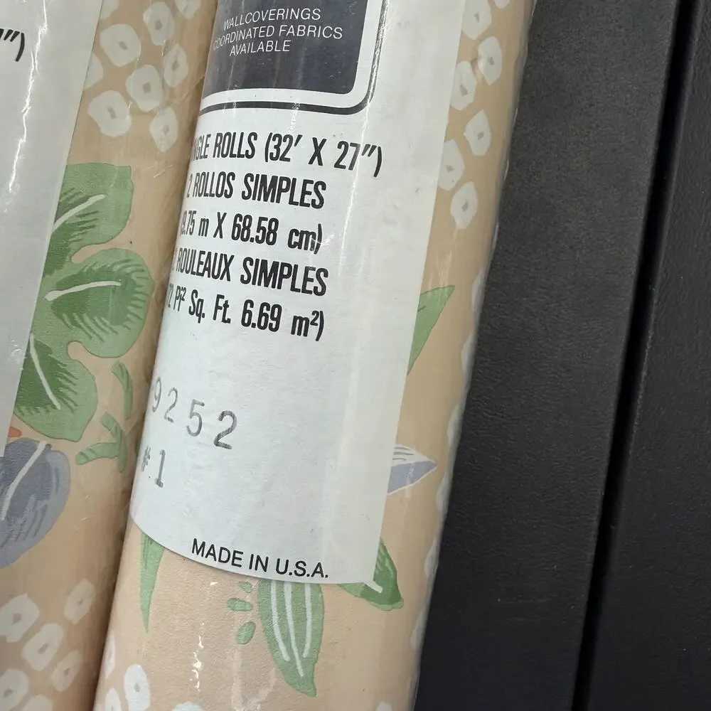 Vintage Jay Yang 2 Double Rolls Floral Palm Wallpaper 80s Shabby Chic Flowers